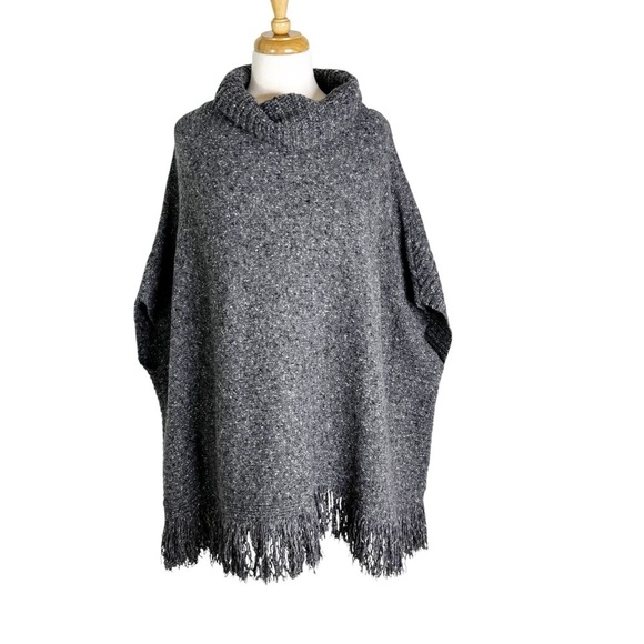 Joie Wool Blend Grey Hatice Fringe Poncho Sweater Size XS/S - Picture 5 of 13